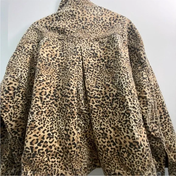 Free People Leopard Print Jean Jacket in Brown and Black - Picture 2 of 13